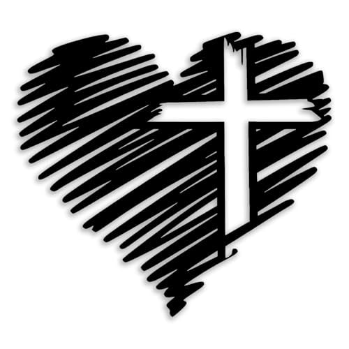 Heart Cross Metal Wall Decor - Elegant Minimalist Room Decor Love Wall Art Home Decor for Living Room, Bedroom, Dining Room, Bathroom, Office (Black)