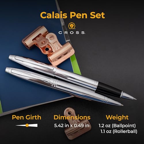 Cross Calais Personalized Ballpoint and Rollerball Pen Set in Chrome Finish