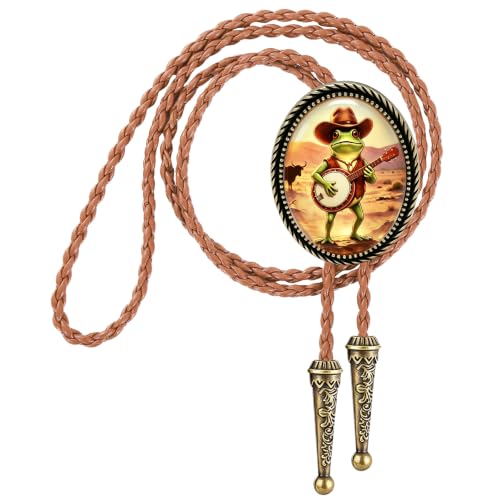 GelConnie Gothic Bolo Tie for Men Women 3D Art Western Cowboy Necktie - color: Gold Frog Bolo Tie