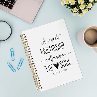 VNWEK Christian Friendship Gifts Spiral Notebook Journal 5.5x8.3 Inch, A Sweet Friendship Refreshes the Soul Bible Verse Journal, Prayer Religious Lined Hardcover Spiral Notebook - color: 52-XZ-bible-notebook
