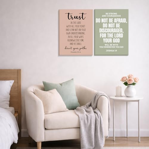 Set of 6 Framed Motivational Christian Bible Verse Wall Art - color: Christian