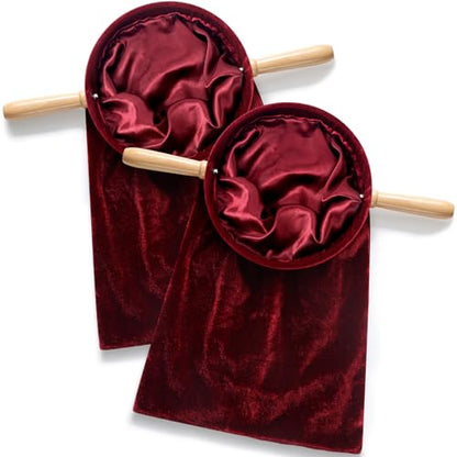 Tioncy 2 Set Church Tithe Offering Bag with Wooden Handle, 16" X 8", Red - color: Red, size: 16" X 8"