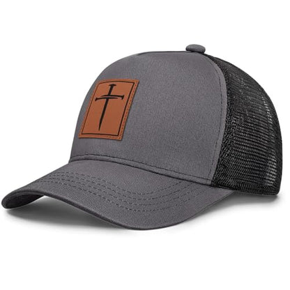 Christian Jesus Cross Trucker Hat Faith Hats for Men Women Religious Gifts - color: C-gray