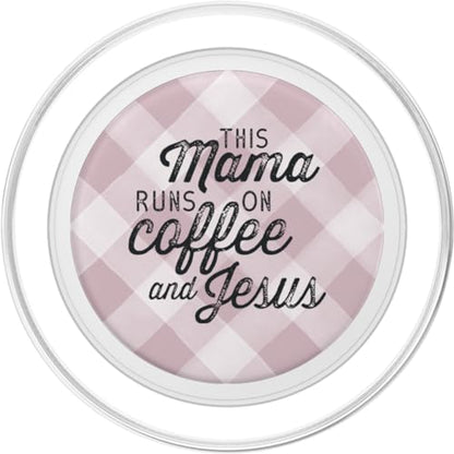 This Mama Runs on Coffee and Jesus Cute Christian Mom Quote PopSockets PopGrip: Swappable Grip for Phones & Tablets PopSockets MagSafe PopGrip for iPhone - style: MagSafe