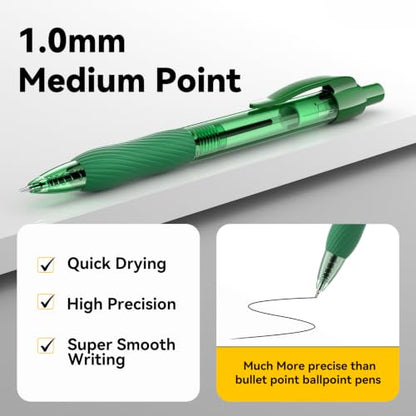 50 Pack Green Ink Ballpoint Pen with Soft Grip, Bulk Pens 1.0mm - color: Green