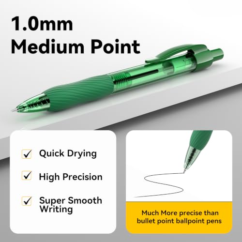 50 Pack Green Ink Ballpoint Pen with Soft Grip, Bulk Pens 1.0mm - color: Green