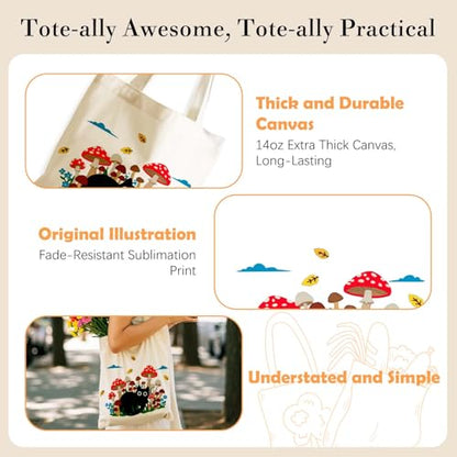 Aesthetics Canvas Tote Bag - Art Design Gift for Women, Reusable Purse Tote Bag with Inner Zip Pocket - style: Cat-04