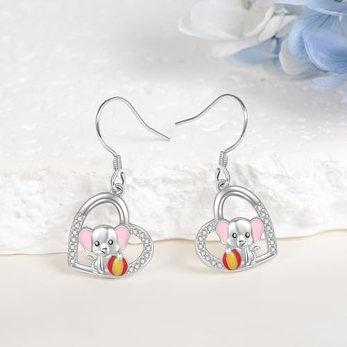 Crab/Mushroom/Lobster/Bat/Angler Fish/Tiger/Elephant/Jellyfish/Flamingo/Scorpion Earrings Dangling Sterling Silver Created Blue Opal Earrings Jewelry Gifts for Women Girls… - style: Elephant