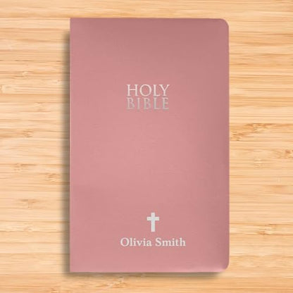 Personalized NIV Small Print Bible for Women, Name Engraved, Standard Size - color: Pink, style: New International Version