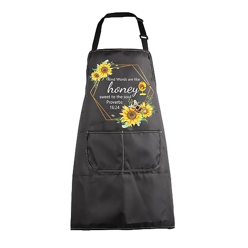 MBMSO Christian Aprons Proverbs 16:24 Religious Gifts Bible Verse Apron with Pockets Kind Words Are Like Honey Biblical apron