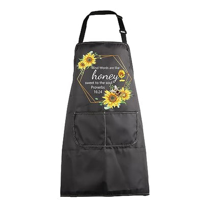 MBMSO Christian Aprons Proverbs 16:24 Religious Gifts Bible Verse Apron with Pockets Kind Words Are Like Honey Biblical apron
