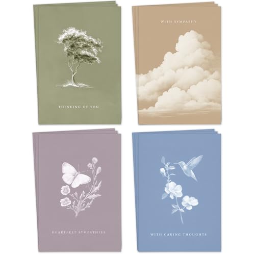 Hat Acrobat 24 Sympathy Cards with Envelopes - 8 Unique Chinoiserie Designs (3 of Each) - Assorted Condolence Bereavement Cards Bulk with Heartfelt Messages Inside - color: Chinoiserie