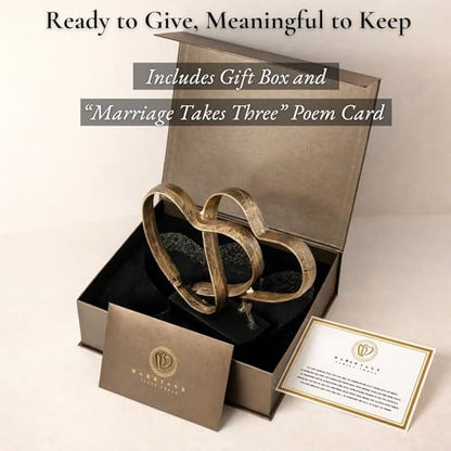 Wedding Anniversary Couples Gift - Iron Sculpture Bundle - Any Anniversary - color: Gold