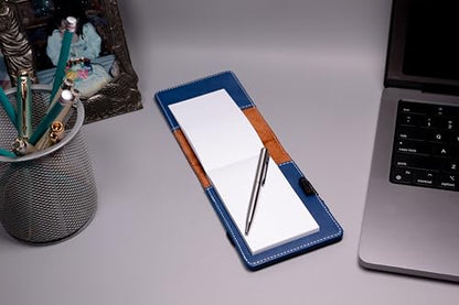 LaserGram Mini Padfolio with Notepad and Pen, Christian Cross, Personalized Engraving Included (Dark Blue) - color: Dark Blue