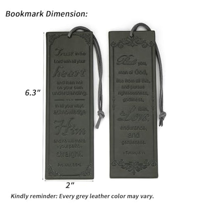 2 Pcs Leather Bible Bookmark, Christian Bookmarks Gifts for Men Book Marks for Reading Men (Dark Grey) - style: Dark Grey