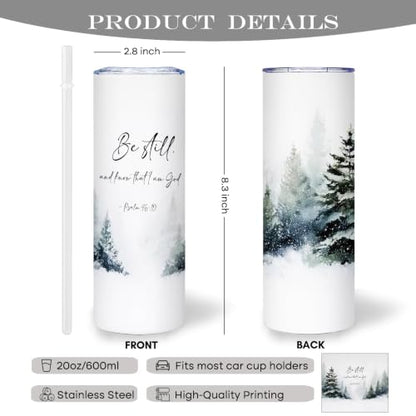 Winter Forest Christian 20oz Travel Coffee Mug Tumbler - color: bestillC