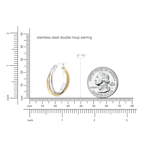 Criss Cross Hoop Earring for Women,24mm Wide Intertwined Round Hoops Jewelry - color: Tow Tone