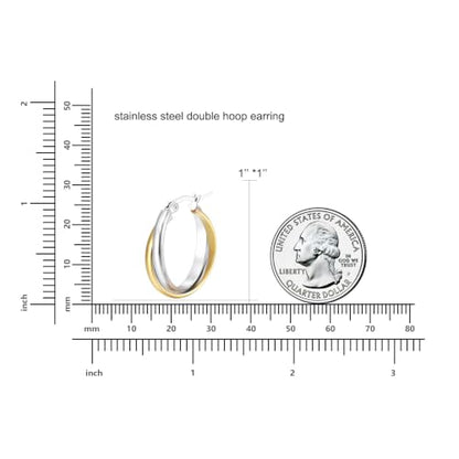 Criss Cross Hoop Earring for Women,24mm Wide Intertwined Round Hoops Jewelry - color: Tow Tone