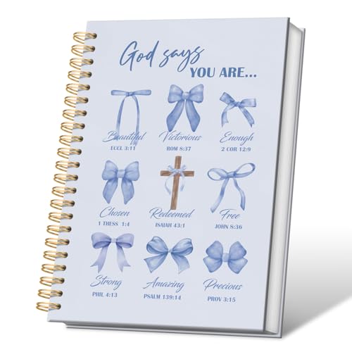VONTP Bible Blue Bow Christian Notebook Journal for Women, 5.5 x 8.3 Inch - color: 001-Blue