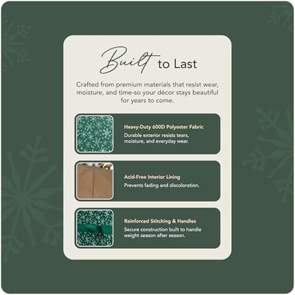 Covermates Rolling Treasurekeeper Storage Bag, 25.5" W x 13" D x 12.5" H - color: Green Snowflake Polyester, size: 25.5W x 13D x 12.5H - With Wheels