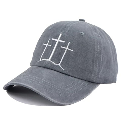 Jesus Hats for Men Women, Religious Gifts for Women Men, Adjustable Embroidered Cotton Christian Baseball Cap - color: Gray