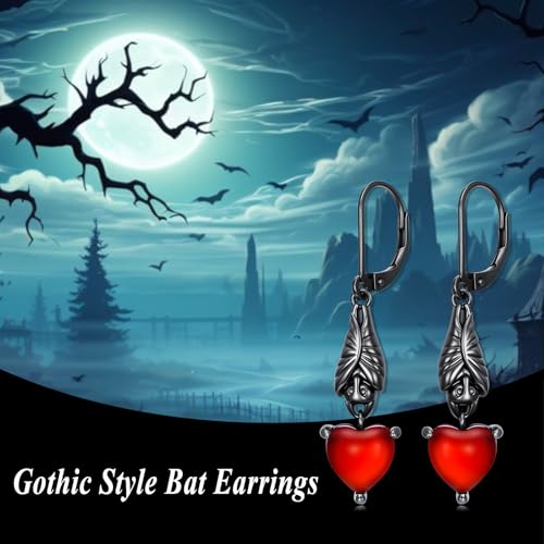 HPQQ Earrings for Women Sterling Silver Dangle Earrings Birthday Christmas Jewelry Gifts for Women Wife Mom - color: White Gold-Bat
