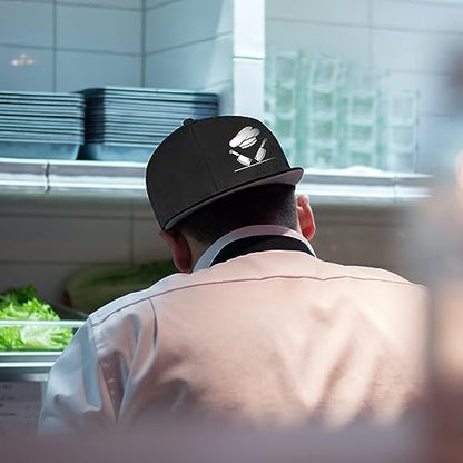 Chef Hat Flat Bill Hats for Men Funny Double Knives Kitchen Adjustable Baseball Cap Snapback Hat for Women - color: Double Knives