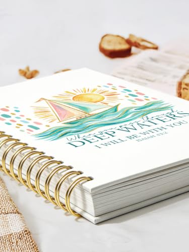 ISANOU Inspirational Christian Bible Journal Notebook for Women Teen Girls - color: isaiah 43:2 sailboat