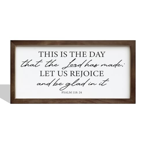 This is the Day that the Lord has Made Sign, Christian Decor Sign, Framed Scripture Wood Sign, Framed Wall Plaque Sign, Psalm 118:24 Scripture Decor, Frame Bible Verse Wood Sign, Home Wall Decor - color: Christian04