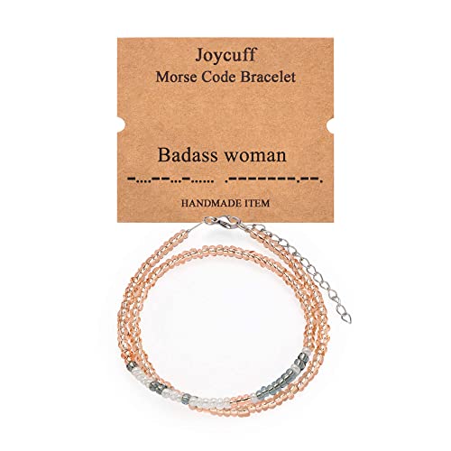 Inspirational Morse Code Bracelets for Women Funny Jewelry Birthday Gifts - color: Badass woman