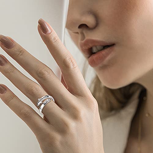 POPLYKE Cross Rings Sterling Silver Faith Adjustable Wrap Rings for Women Inspirational Jewelry Gifts - color: Silver