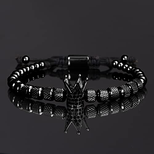 WFYOU Stainless Steel Bracelets for Men Gold Cuff Bracelet Birthday Gifts - color: Black 10