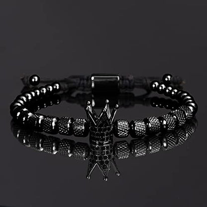 WFYOU Stainless Steel Bracelets for Men Gold Cuff Bracelet Birthday Gifts - color: Black 10