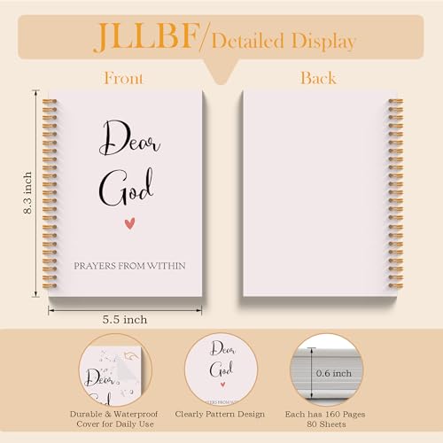 JLLBF Dear God Christian Spiral Notebook, Bible Notebooks for Note Taking, Prayer Journal for Women, Faith Based Gifts for Women, Scripture Journal Notebook, 5.5x8.3 Inch - color: Dear God