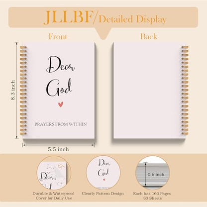 JLLBF Dear God Christian Spiral Notebook, Bible Notebooks for Note Taking, Prayer Journal for Women, Faith Based Gifts for Women, Scripture Journal Notebook, 5.5x8.3 Inch - color: Dear God