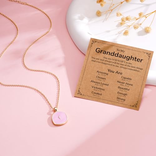 Cross Necklace for Granddaughter Daughter Jewelry Gifts - color: Pink, style: Granddaughter