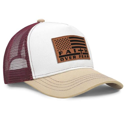 Jesus Hat Christian Gifts for Men American Flag Hats Faith Over Fear Hat Fathers Day Christmas Birthday Gifts for Friend - color: Cameosa