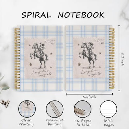 YLZlhb Blue Gingham Western Cowgirl Spiral Notebook Journal 5.5x8.3 Inches - color: Cowgirl2