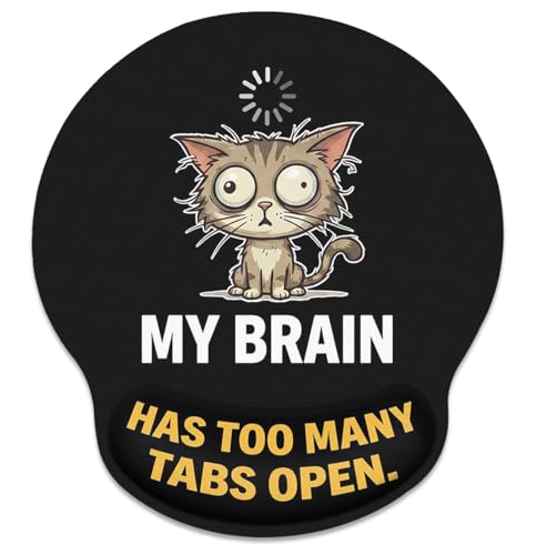 Britimes Ergonomic Mouse Pad with Wrist Support, Cat Animal - color: Black Loading Cat
