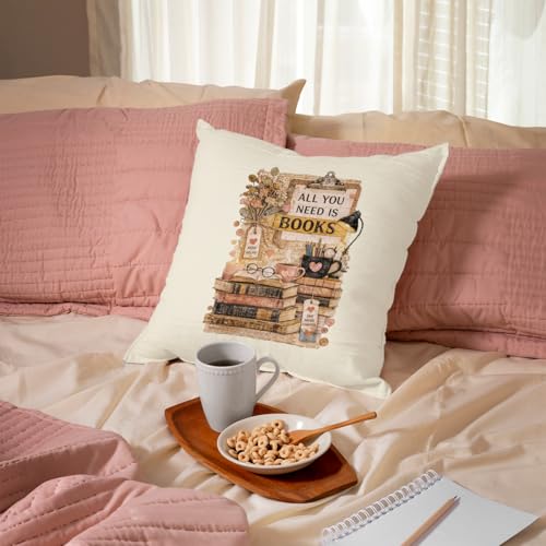 QIYUHOY Retro Book Lover Throw Pillow Covers, 18x18 Inch - color: 005-motivational