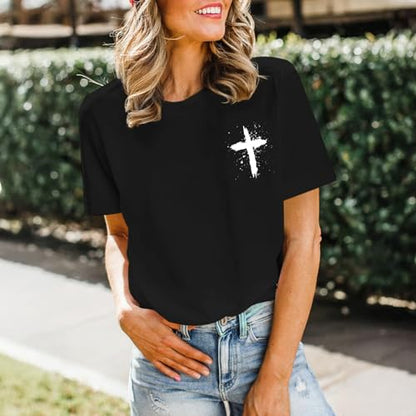 Christian Shirts for Women Psalms 91 Jesus Shirt Religious Faith God Tshirt Bible Verse Inspirational Tees Tops - color: Black, size: XX-Large