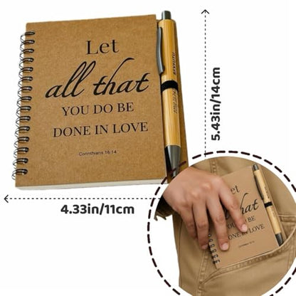 BFXFUTU 60pcs/30Bulk Christian Gift Spiral Notebooks with Bible Bamboo Pen Prayer Journal for School Office Believers Staff Inspirational Diary Mini Notepad Gift Inspirational Thank You Set (60) (60)