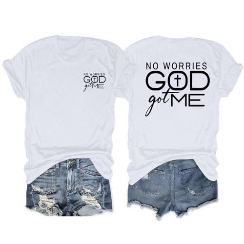 Christian Shirts for Women God Jesus Faith Shirt God Got Me Religious Tshirts Bible Verse Cross Graphic Tees Tops - color: White, size: X-Large