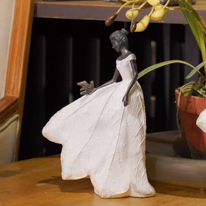 Guichifun Fairy Statue, White, 8.5 x 5.25 x 12 Inch - color: White-bird, size: Large