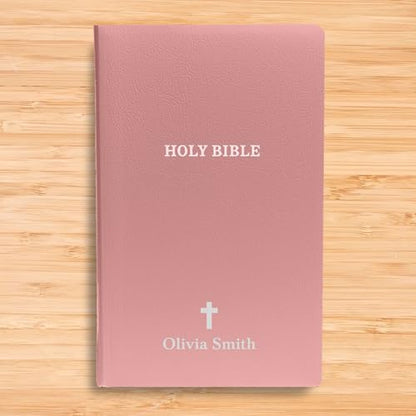 Personalized NIV Small Print Bible for Women, Name Engraved, Standard Size - color: Pink, style: King James Version