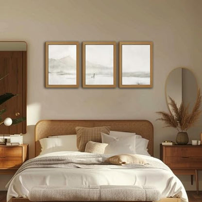 Kownzev Jesus Wall Art Set of 3, Neutral Good Shepherd Framed Canvas 16x24 - color: Beige Cream Gray White Natural Wood, size: 24"LX16"W