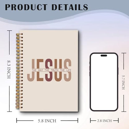 Jesus Christian Spiral Notebooks, the Way Truth Life Bible Verse Journal, Jesus Journals for Writing, Christian Gifts for Women Men, Religious Notebook for Note Taking, 5.5x8.3 Inch - color: white Bible Notebook-11