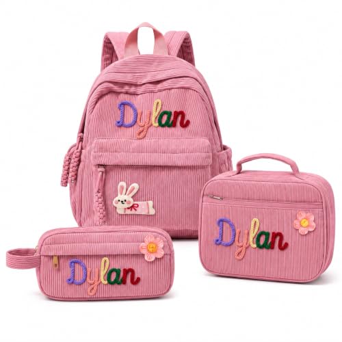 Personalized Toddler Backpack for Girls, Custom Name Corduroy Mini Backpack - color: Pink Style 1