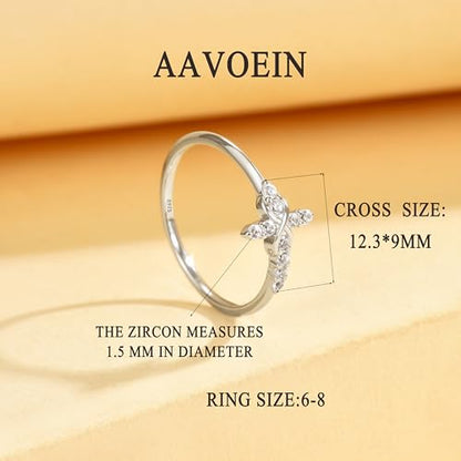 925 Sterling Silver Infinity CZ Cross Ring for Women