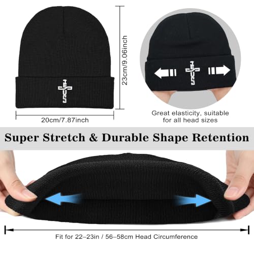 Christian Hats for Men & WomenJesus Cross HatChristianReligious GiftsforVarious Festivals&BirthdaysFaith Baseball/Trucker Cap - color: Black Jesus Beanie